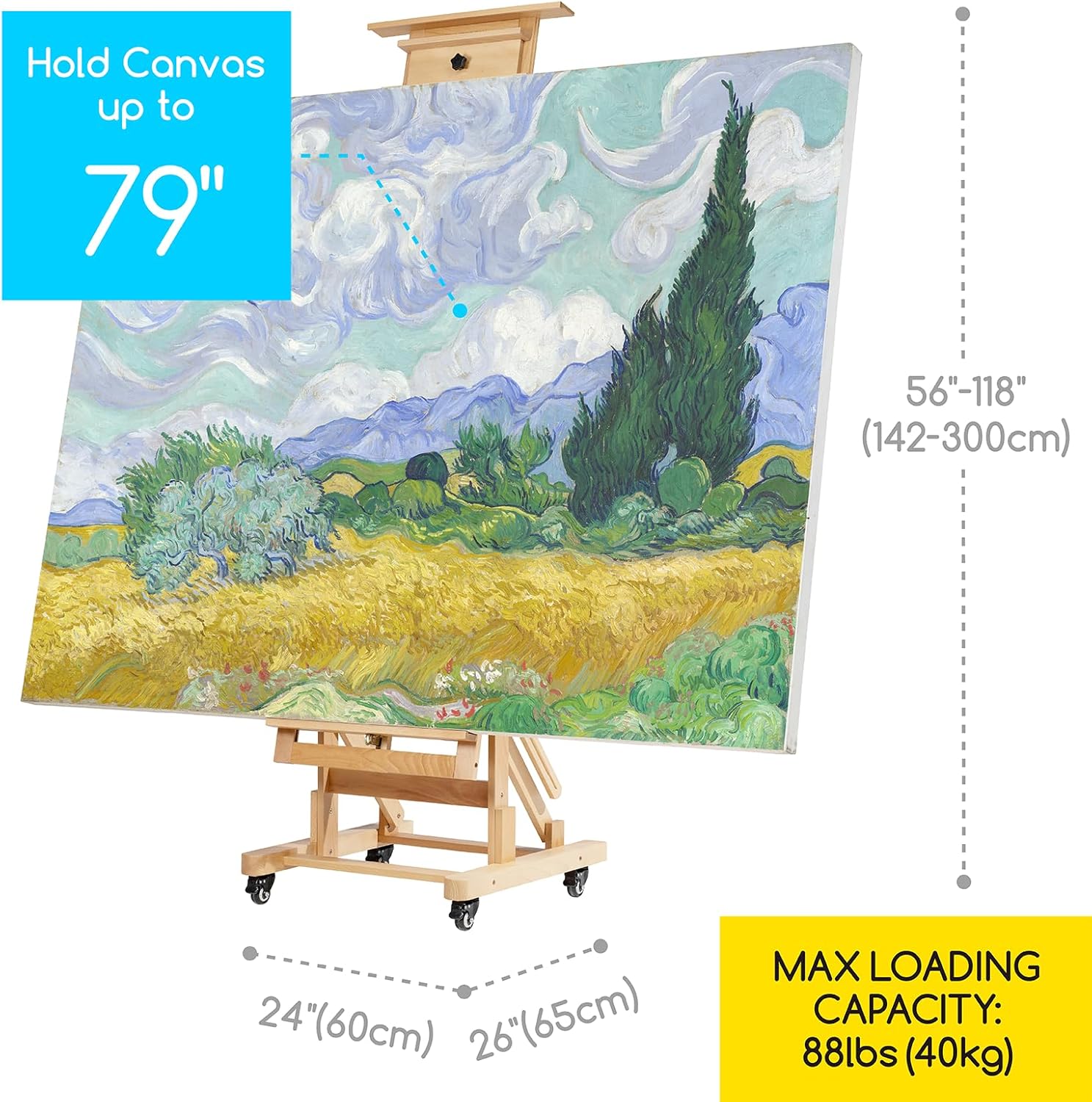 MEEDEN Movable Large H-Frame Art Easel for Adults