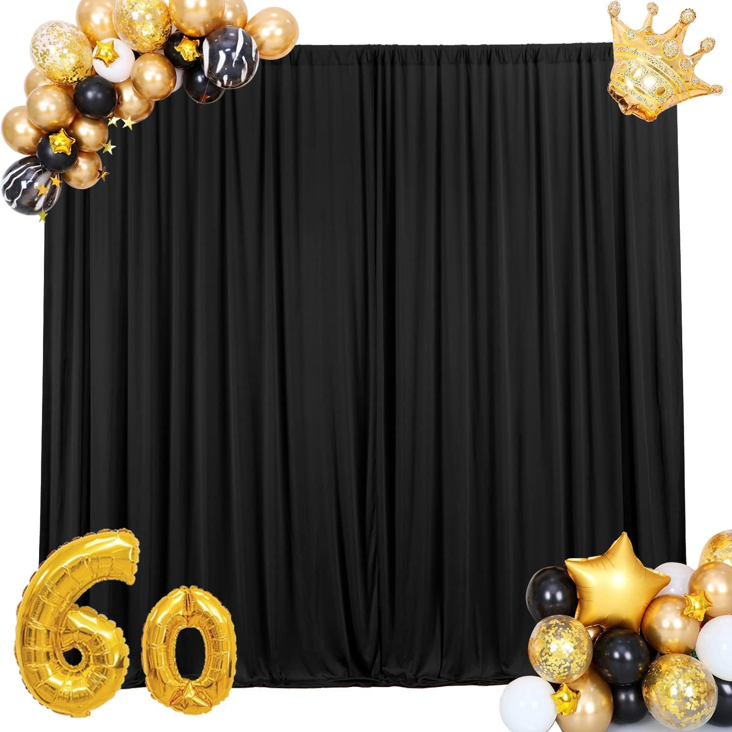 AK TRADING CO 10ft x 10ft IFR Polyester Backdrop Drapes Black
