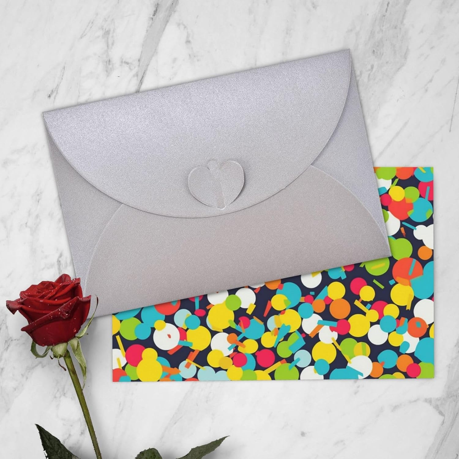 Bright Confetti Greeting Cards with Envelopes 8x6