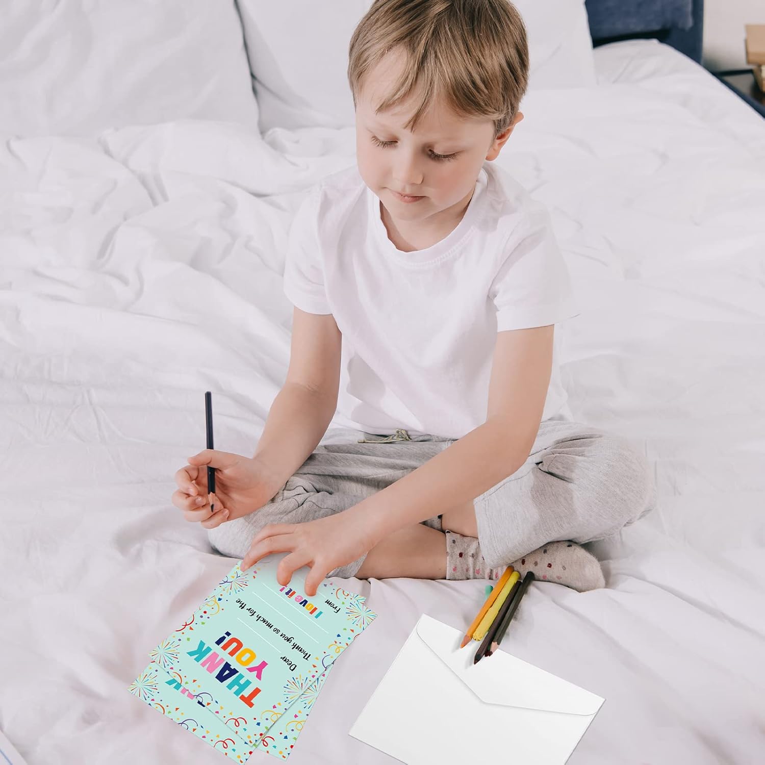 72 Piece Confetti Style Thank You Cards with Envelopes for Kids