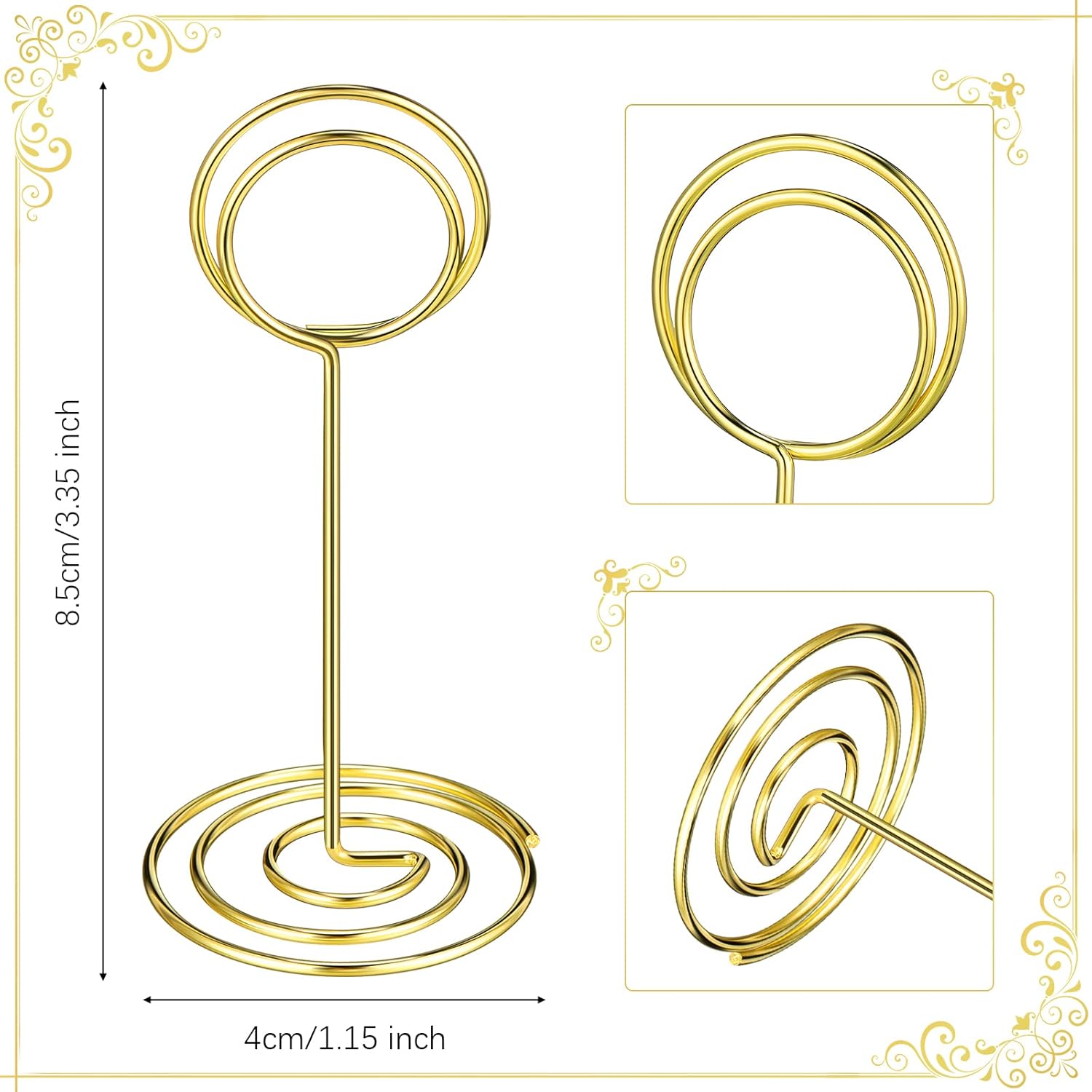 TecUnite 335 Inch Gold Table Number Holder with 48 Pieces