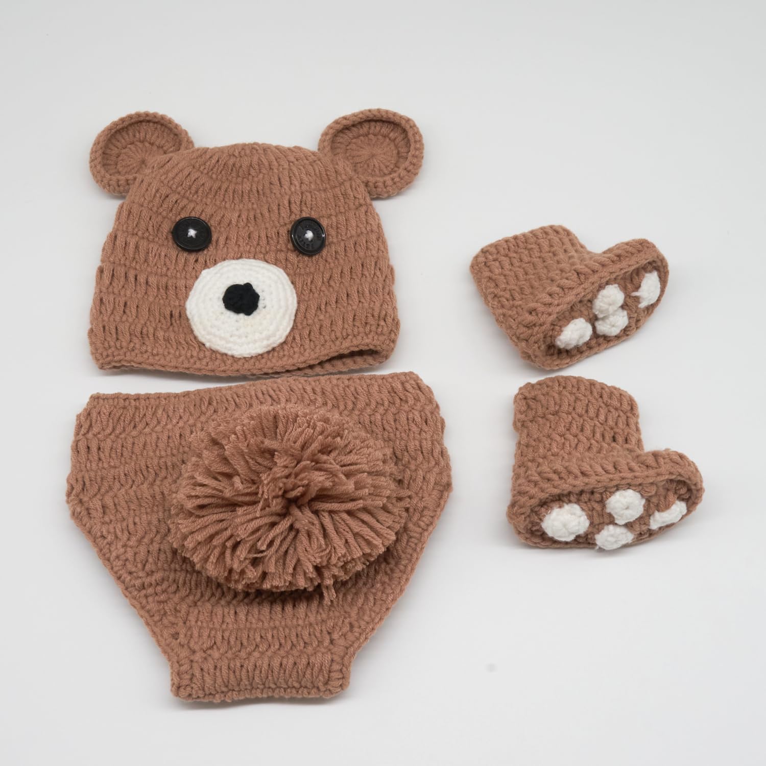 Zeroest Newborn Photography Props Bear Hat Diaper Cover Set