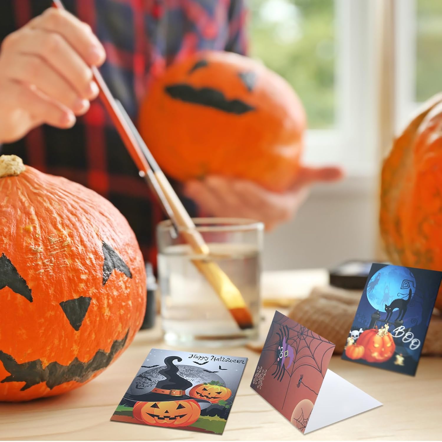 Tenare Halloween Greeting Cards with Envelopes 100 Pcs Pumpkin Style