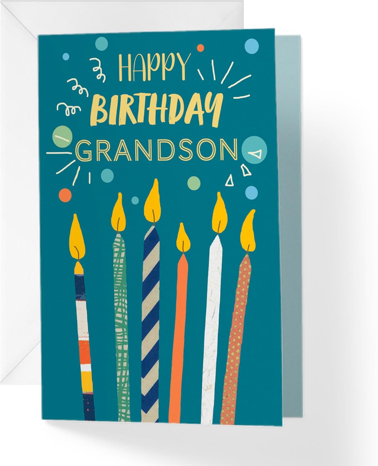 Birthday Card for Grandson with Candles and Confetti