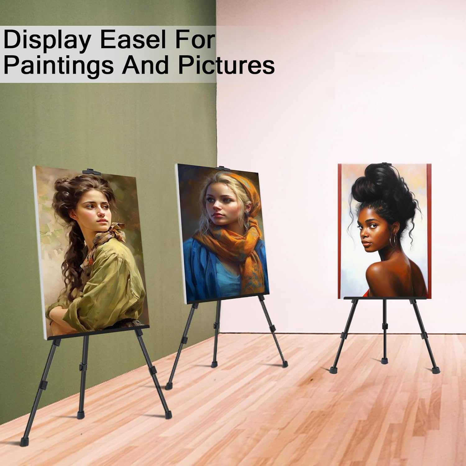Portable Art Easel Stand - 4 Pack Black Metal