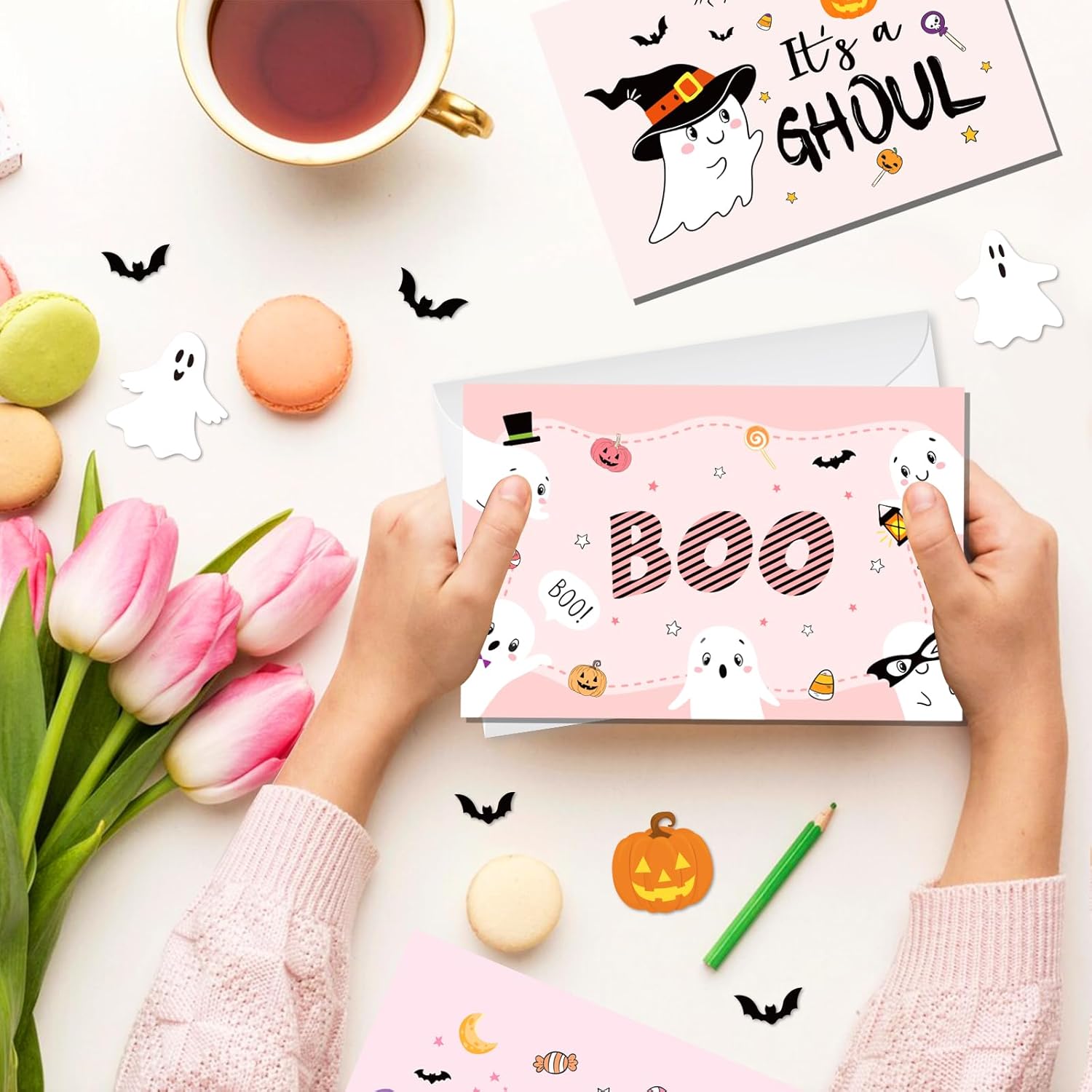 Kavoc Halloween Ghost Thank You Cards 36Pcs Set