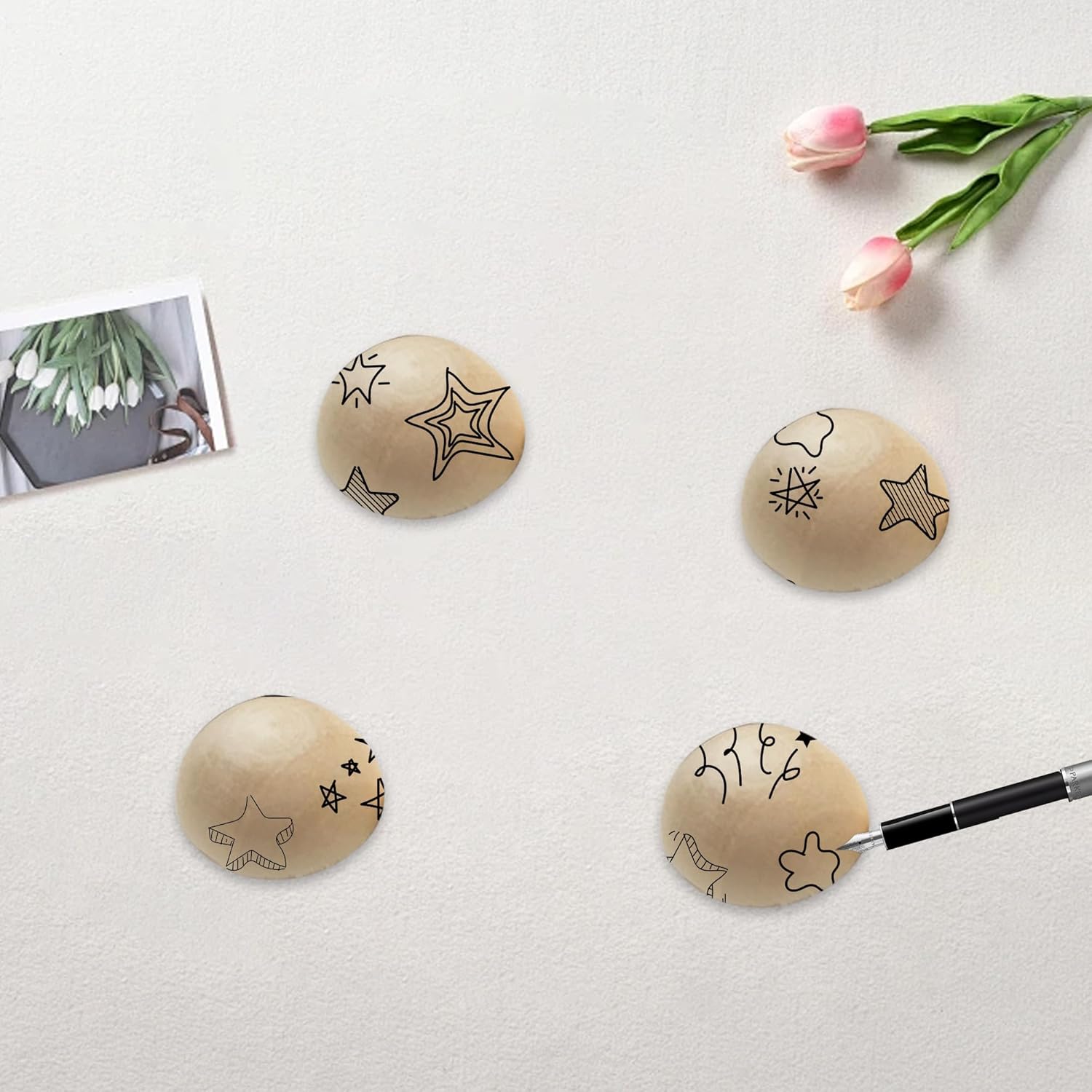 Septe 200pcs Unfinished Half Wooden Balls 12mm