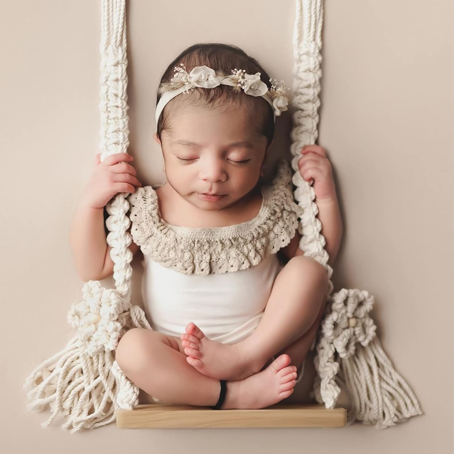 MG House Wooden Swing Baby Photo Prop with Angels and Hearts
