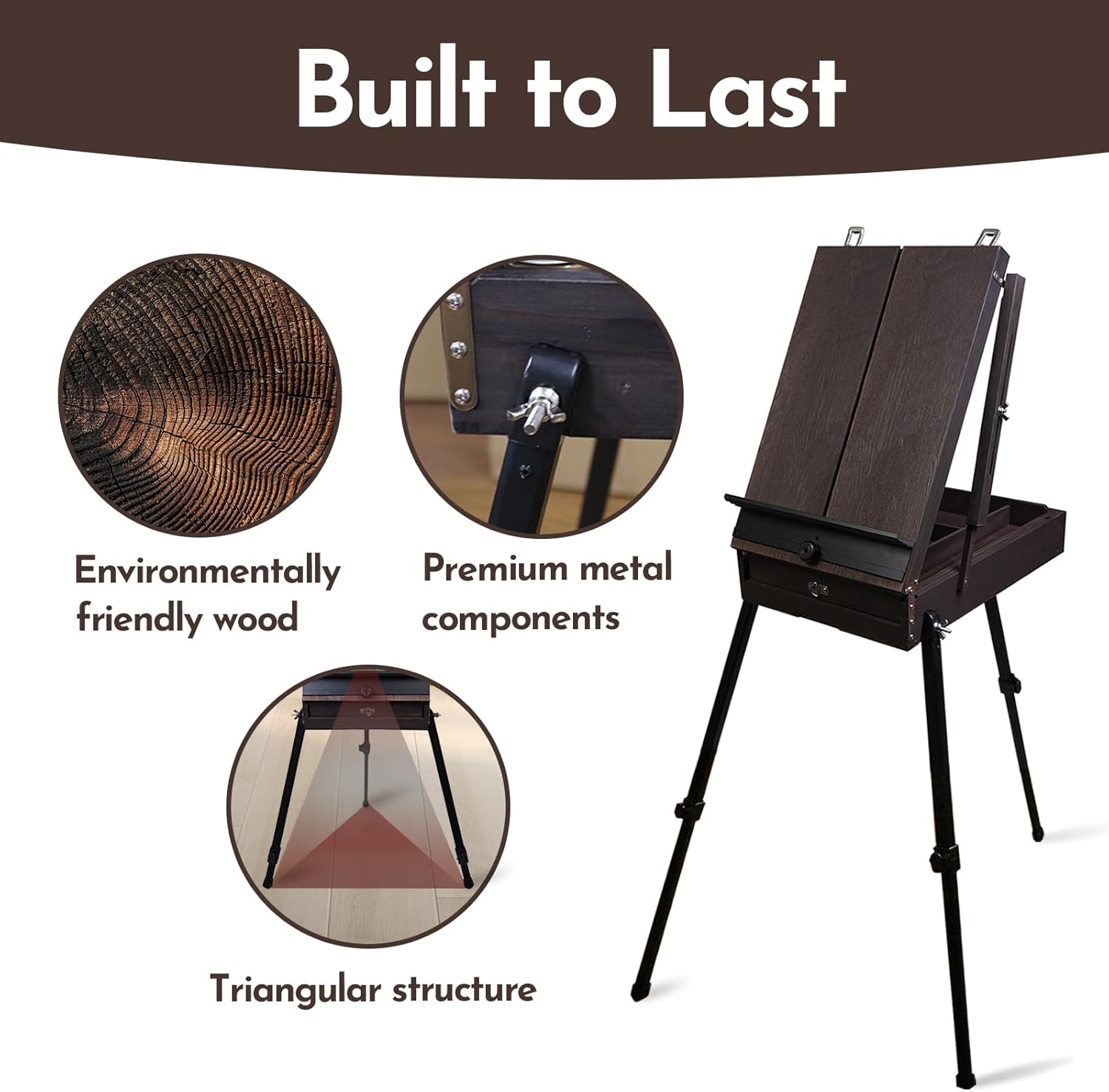 CONDA 70 Inch French Easel with Aluminum Legs and Drawer