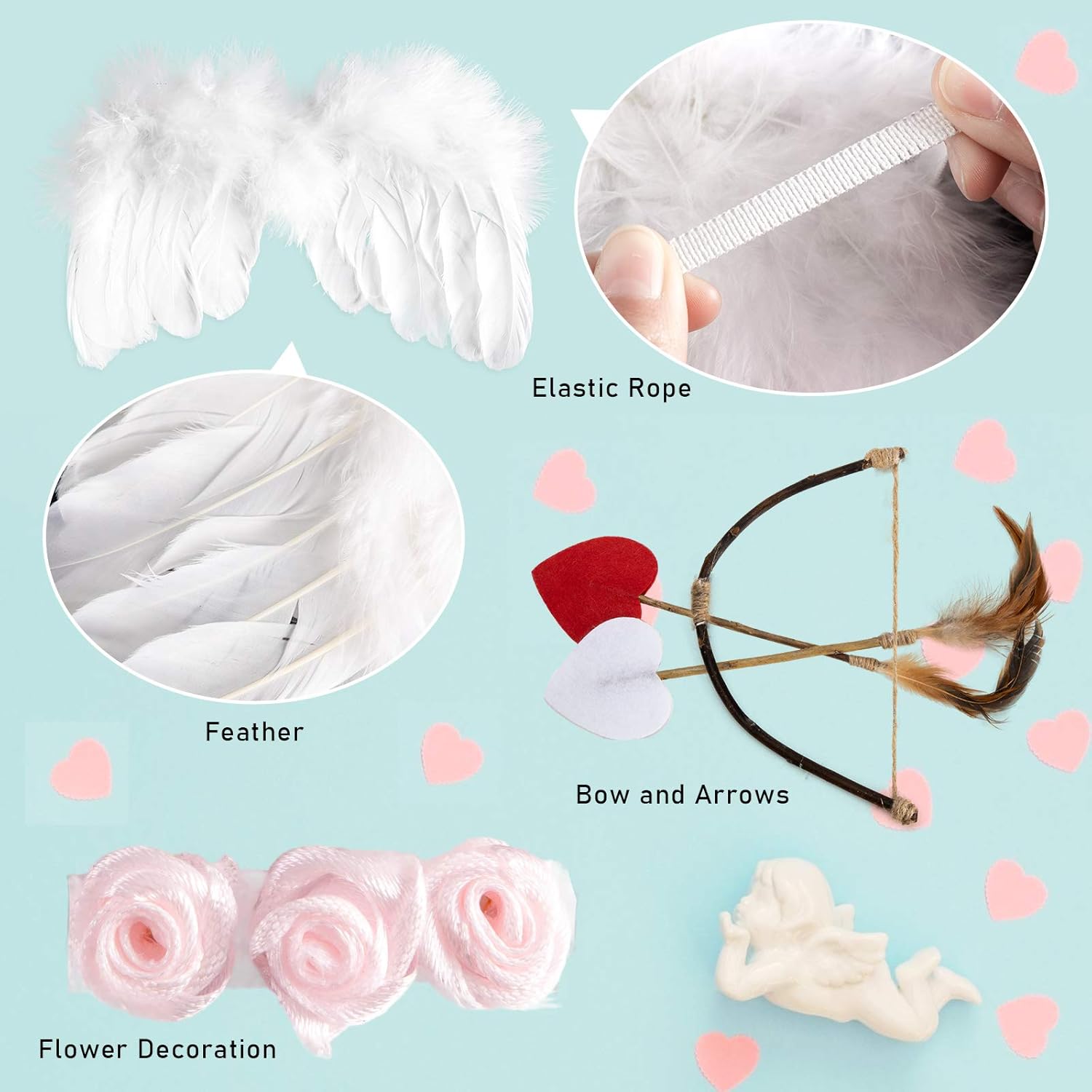 AMOR PRESENT Baby Angel Wings Costume Set 5PCS