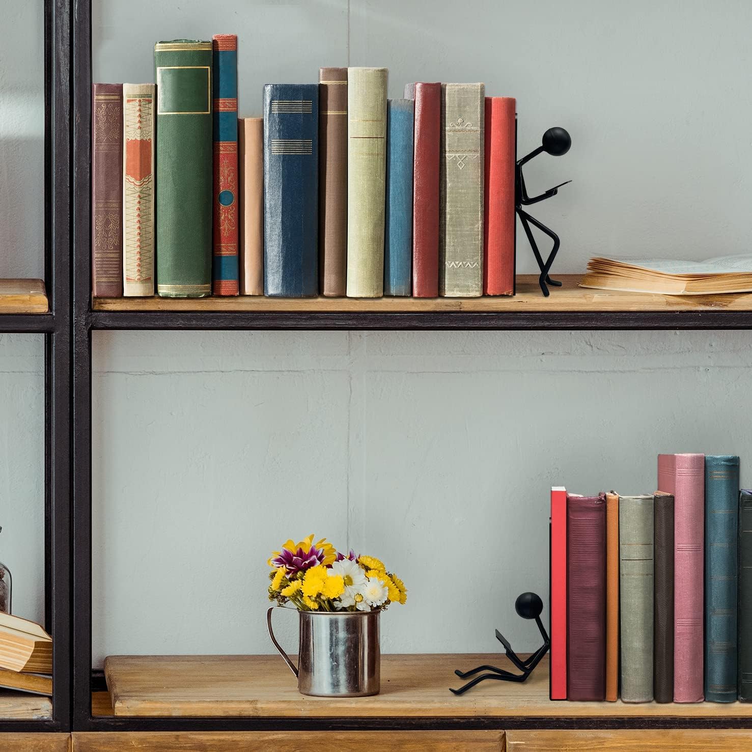 Ottimo Heavy Duty Metal Bookends Black