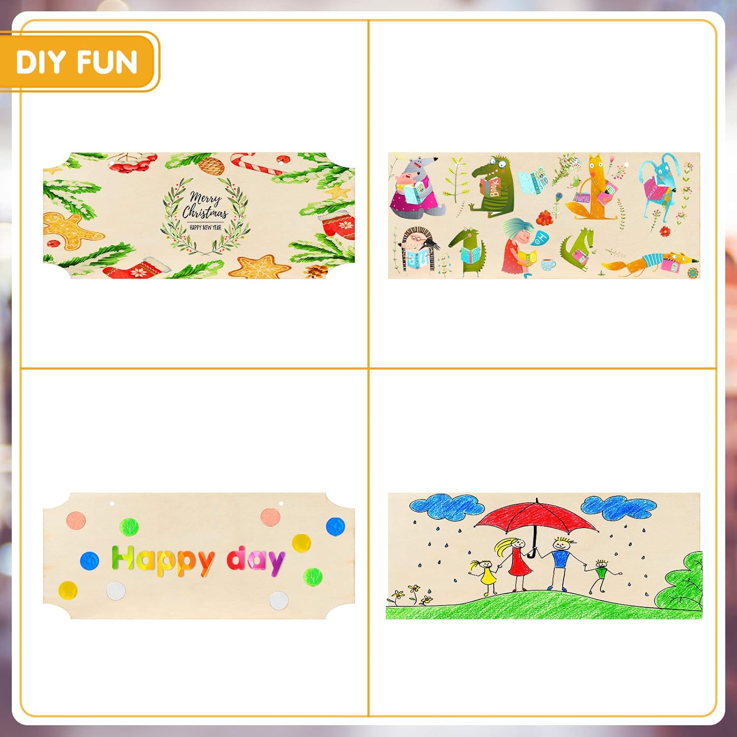 10 Pcs Unfinished Hanging Wood Signs for DIY Crafts