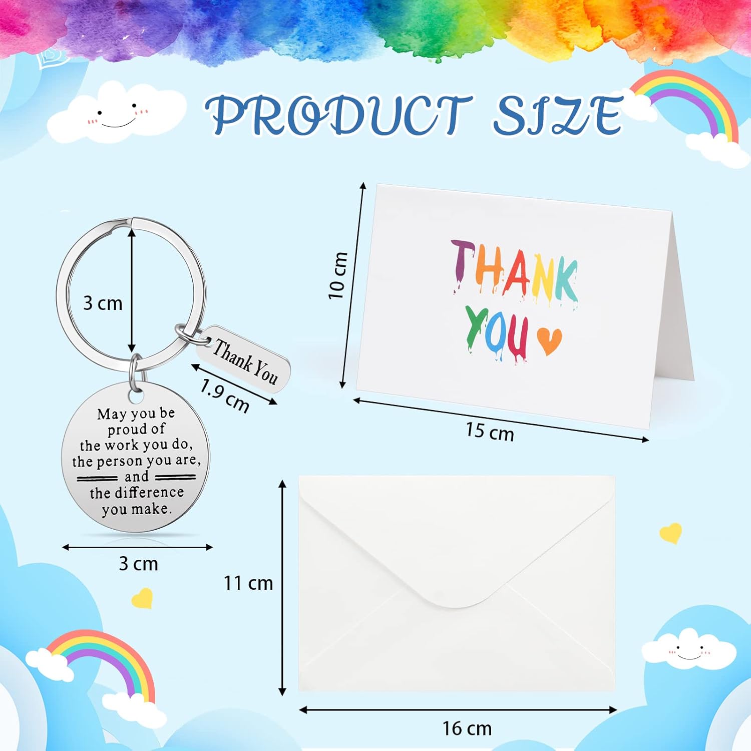 Yinkin 8 Piece Thank You Keychain Card Set