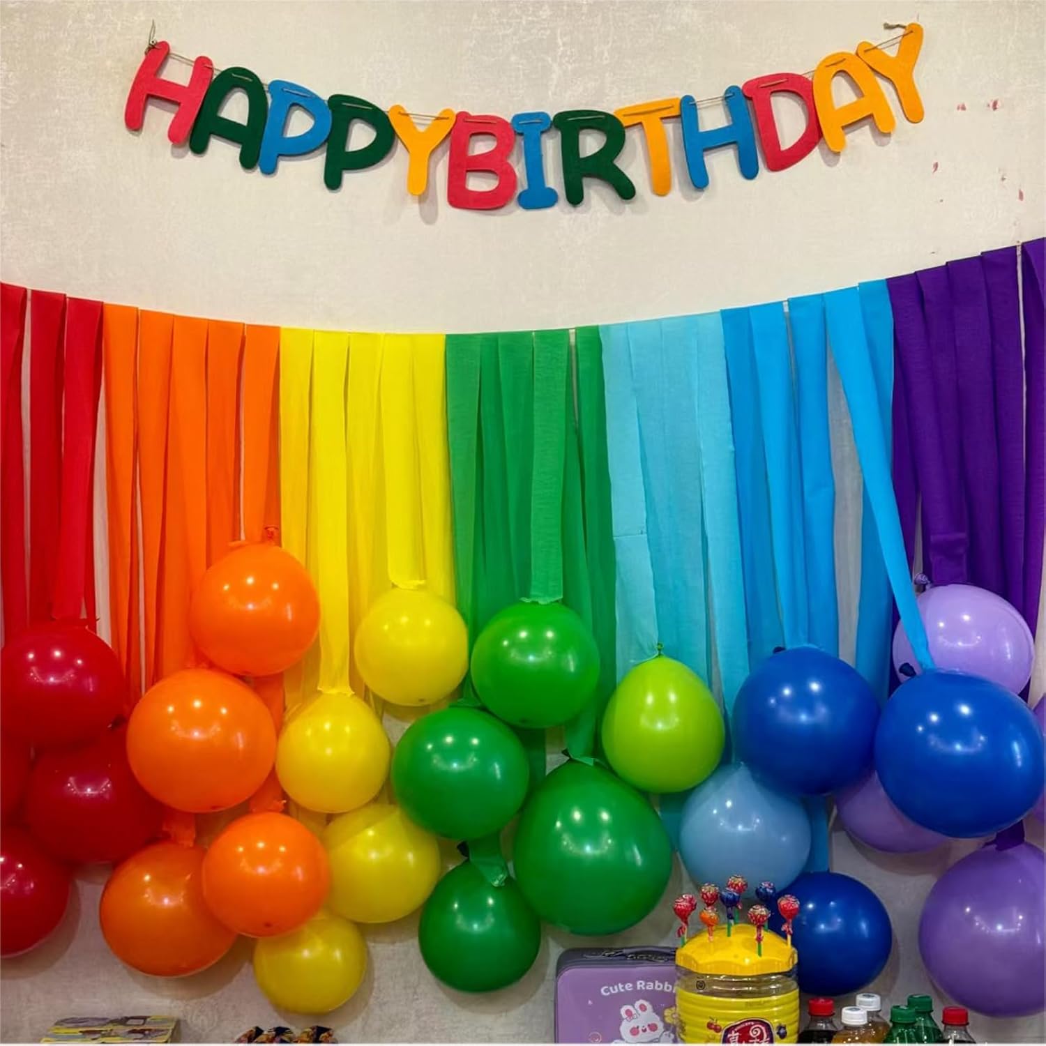 Suaxova Crepe Paper Streamers 8 Rolls Rainbow Party Decorations