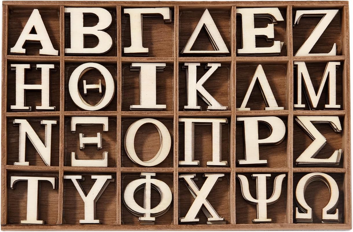 2 Inch 120 Pcs Wooden Greek Letters Set