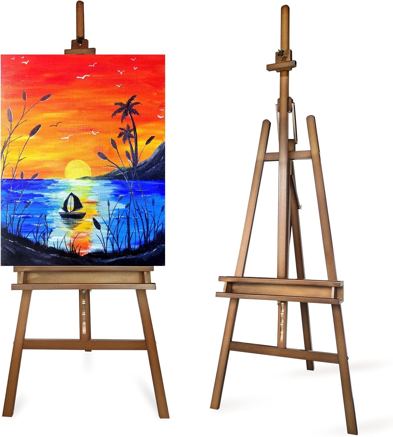 Somime Large A-Frame Studio Easel with Brush Storage