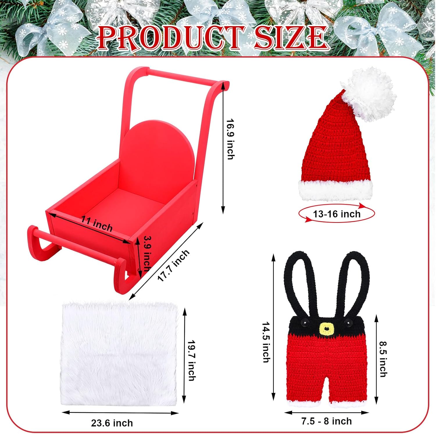3 Set Christmas Newborn Photography Props