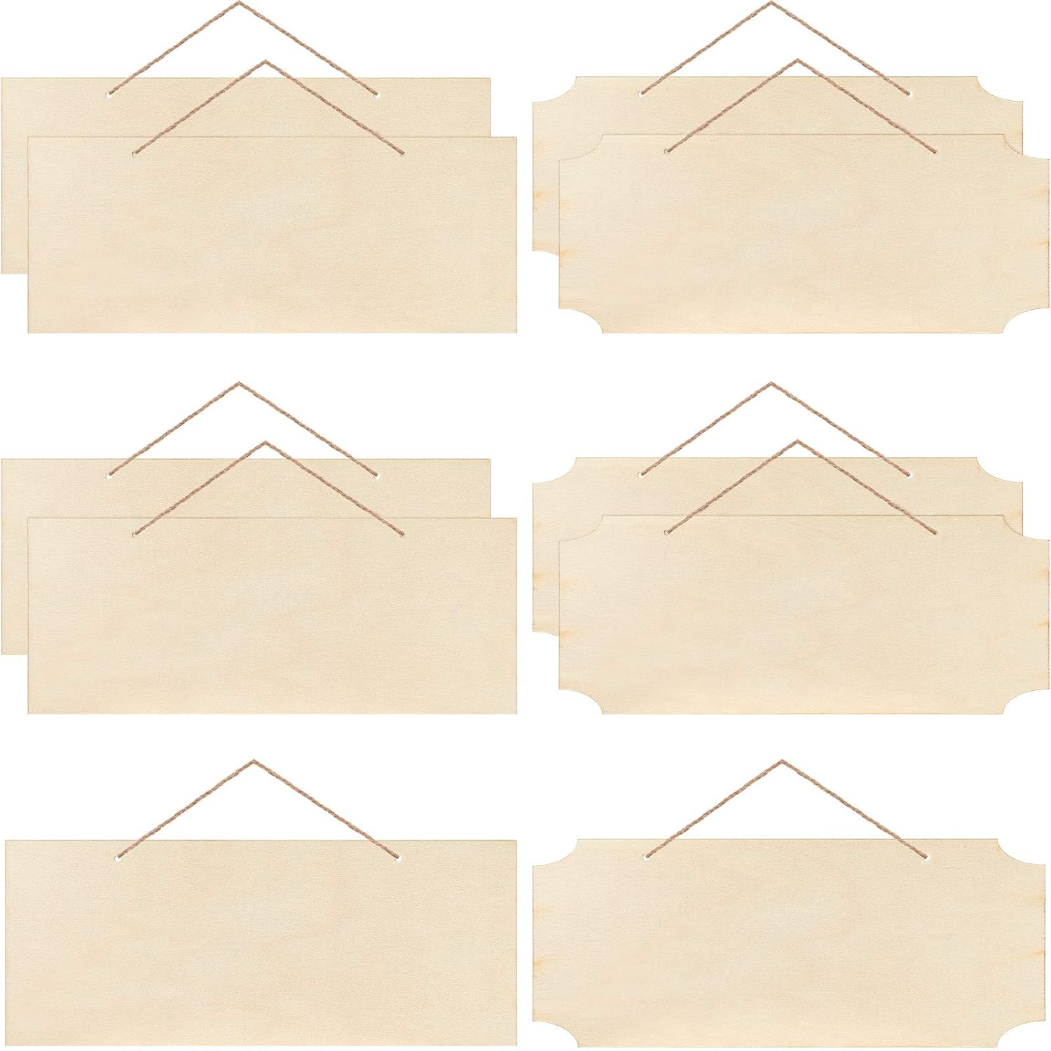10 Pcs Unfinished Hanging Wood Signs for DIY Crafts