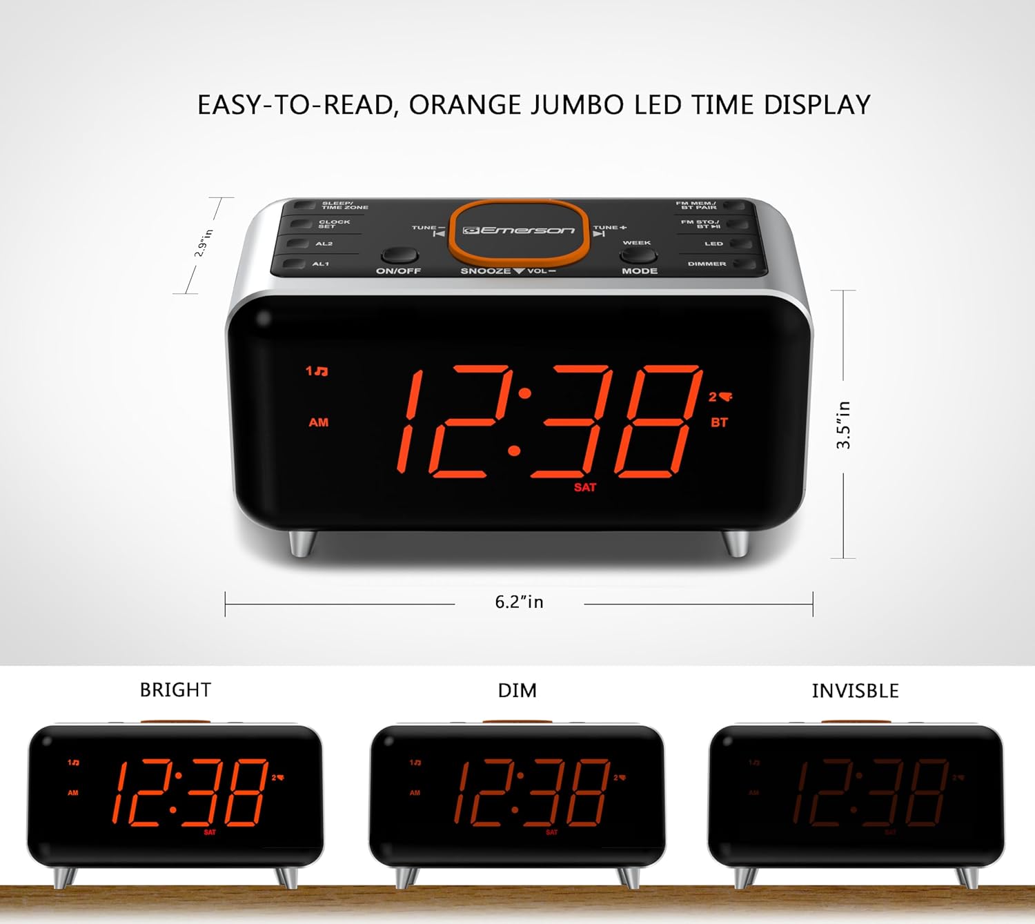 Emerson CKS1521 SmartSet Bluetooth Alarm Clock Radio