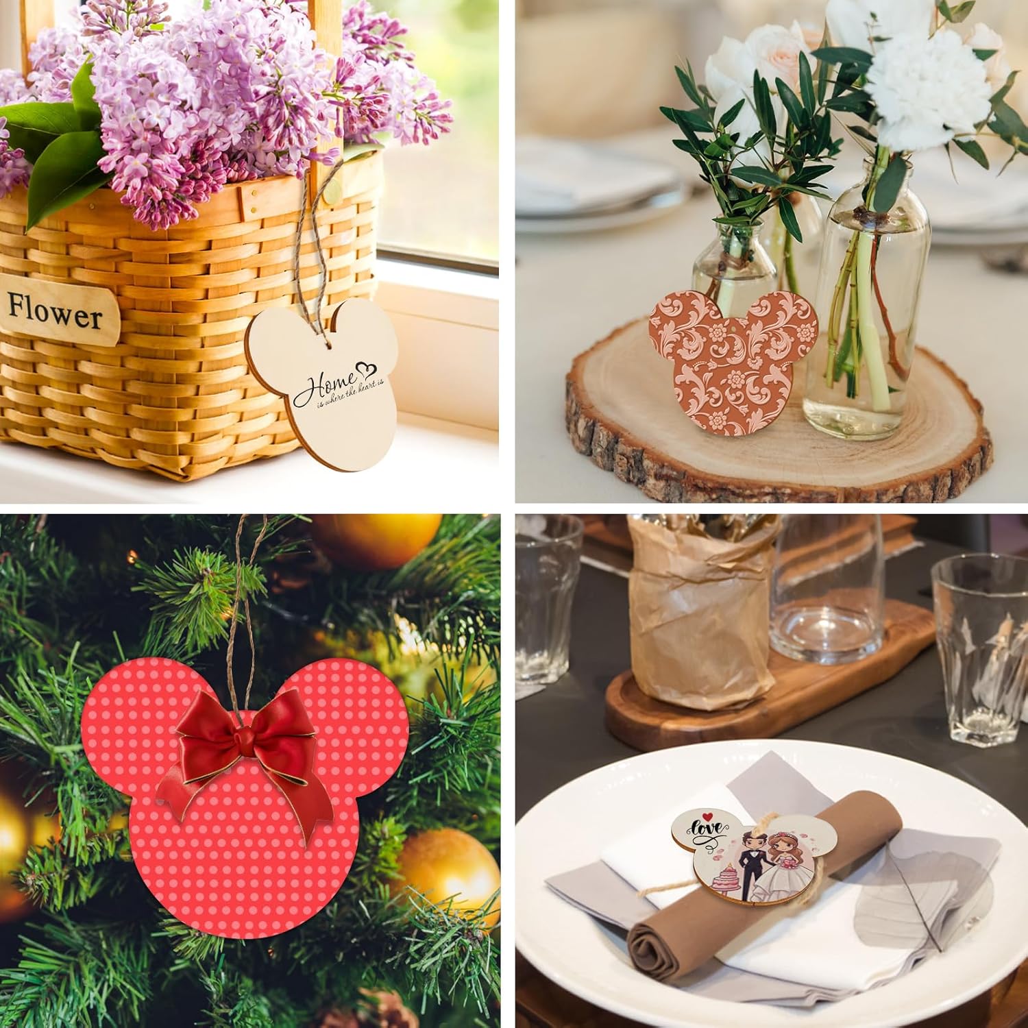 30Pcs Wooden Mouse Head Cutouts for Paint and Decorate