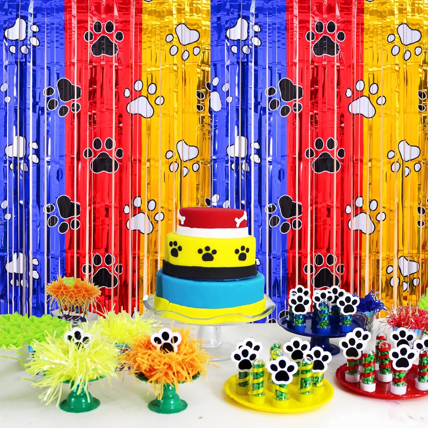 Paw Birthday Decorations 2 Pack Gold Red Blue