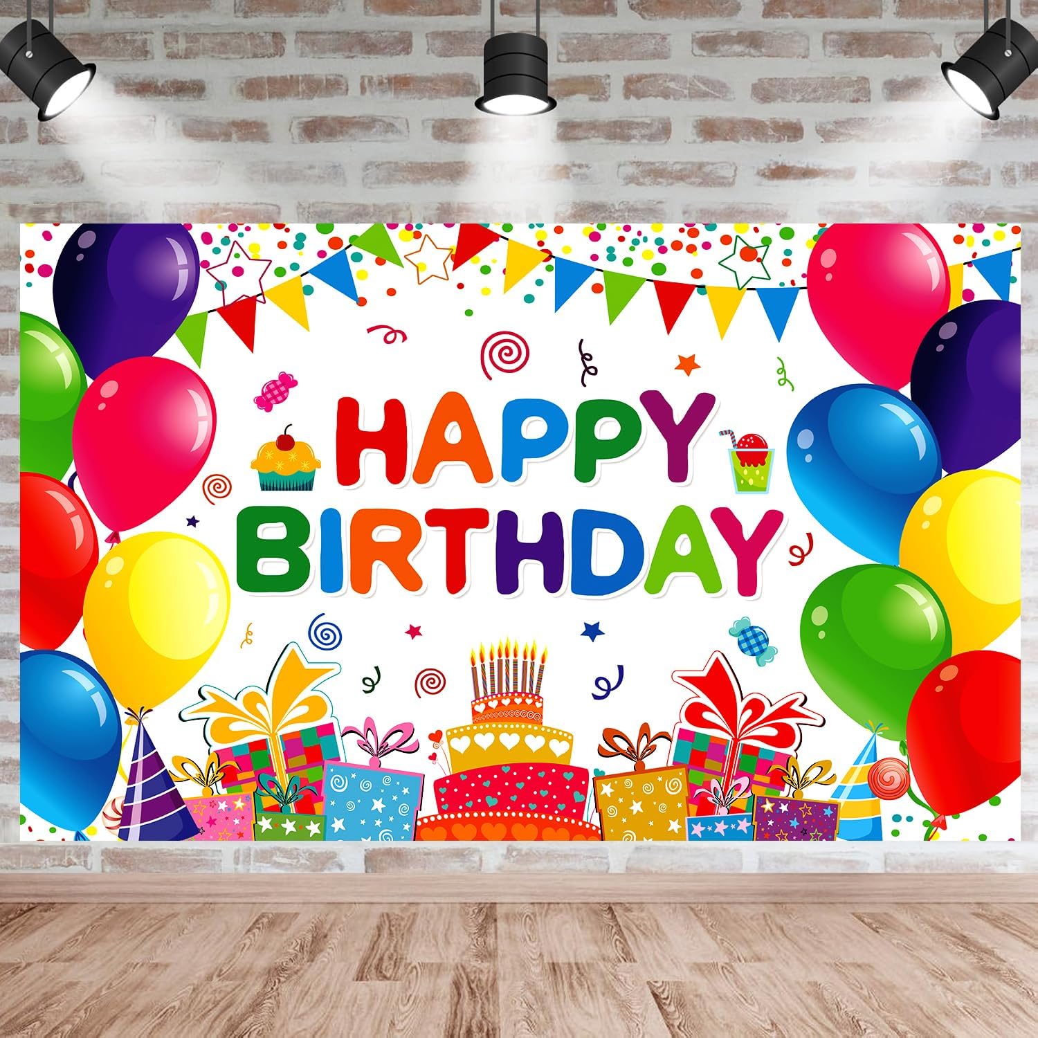 Happy Birthday Backdrop Banner for Boys Girls 5x3ft