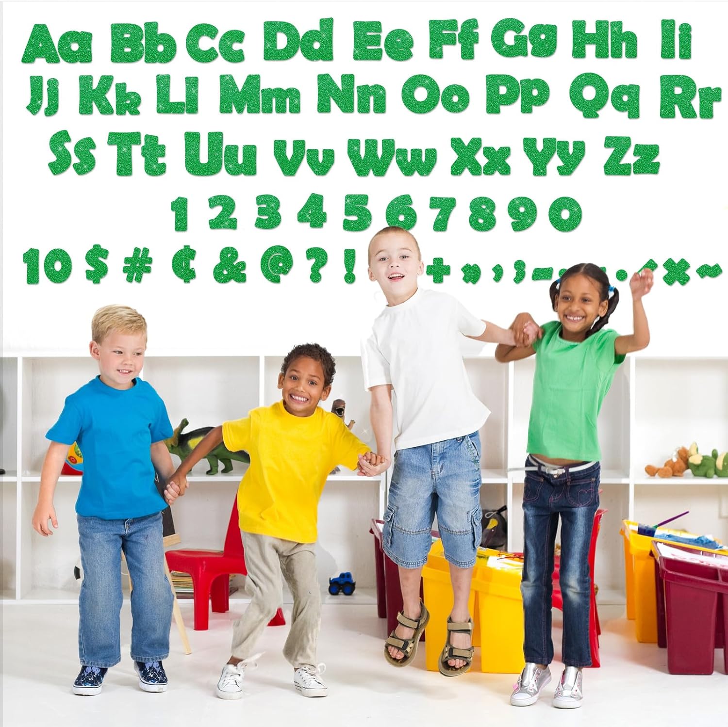 260Pcs Glitter Green Bulletin Board Letters Set for Classroom