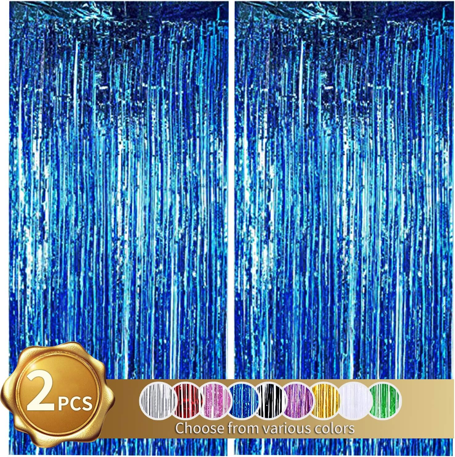 BEISHIDA 2 Pcs Blue Door Streamers Tinsel Curtain Party Backdrop