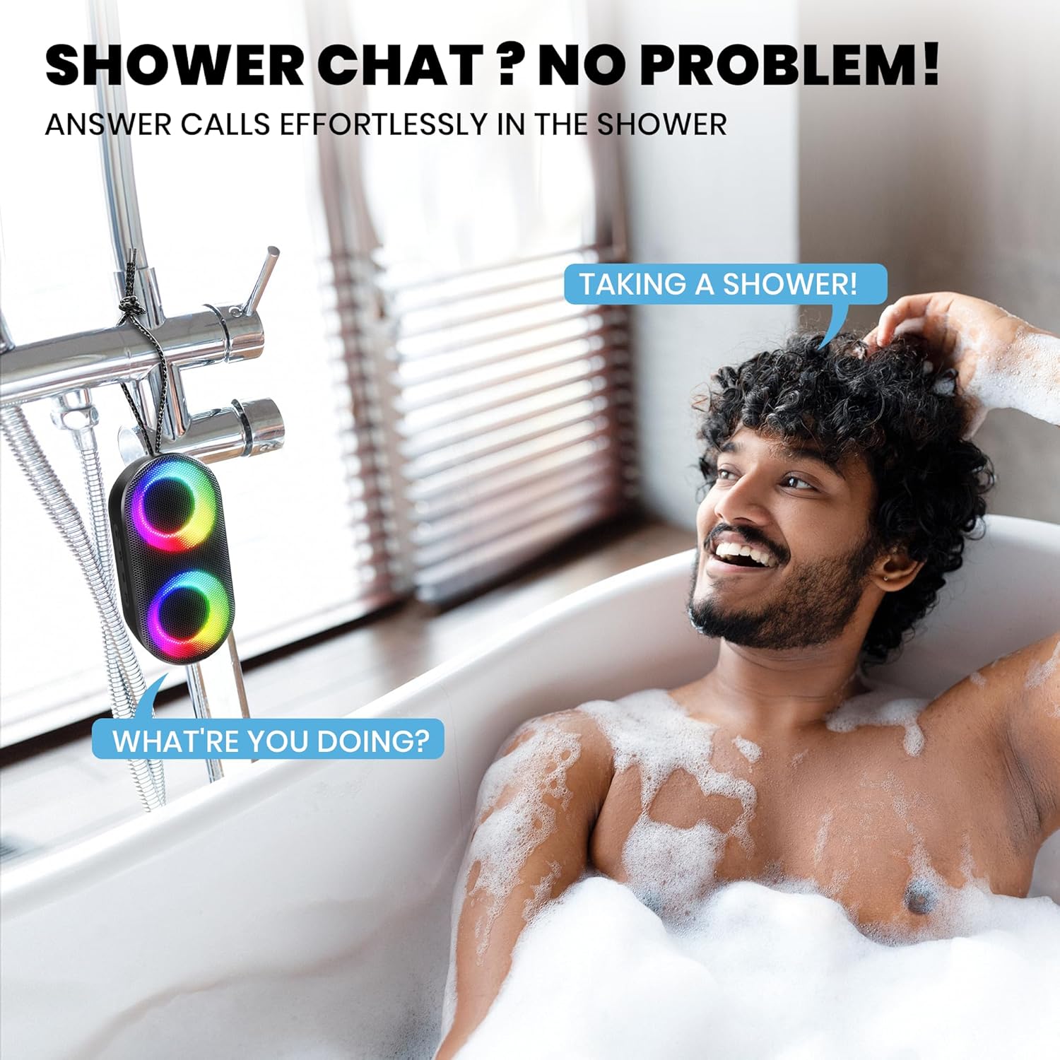 MIATONE Drum Shower Speaker with LED Lights and Bluetooth 53