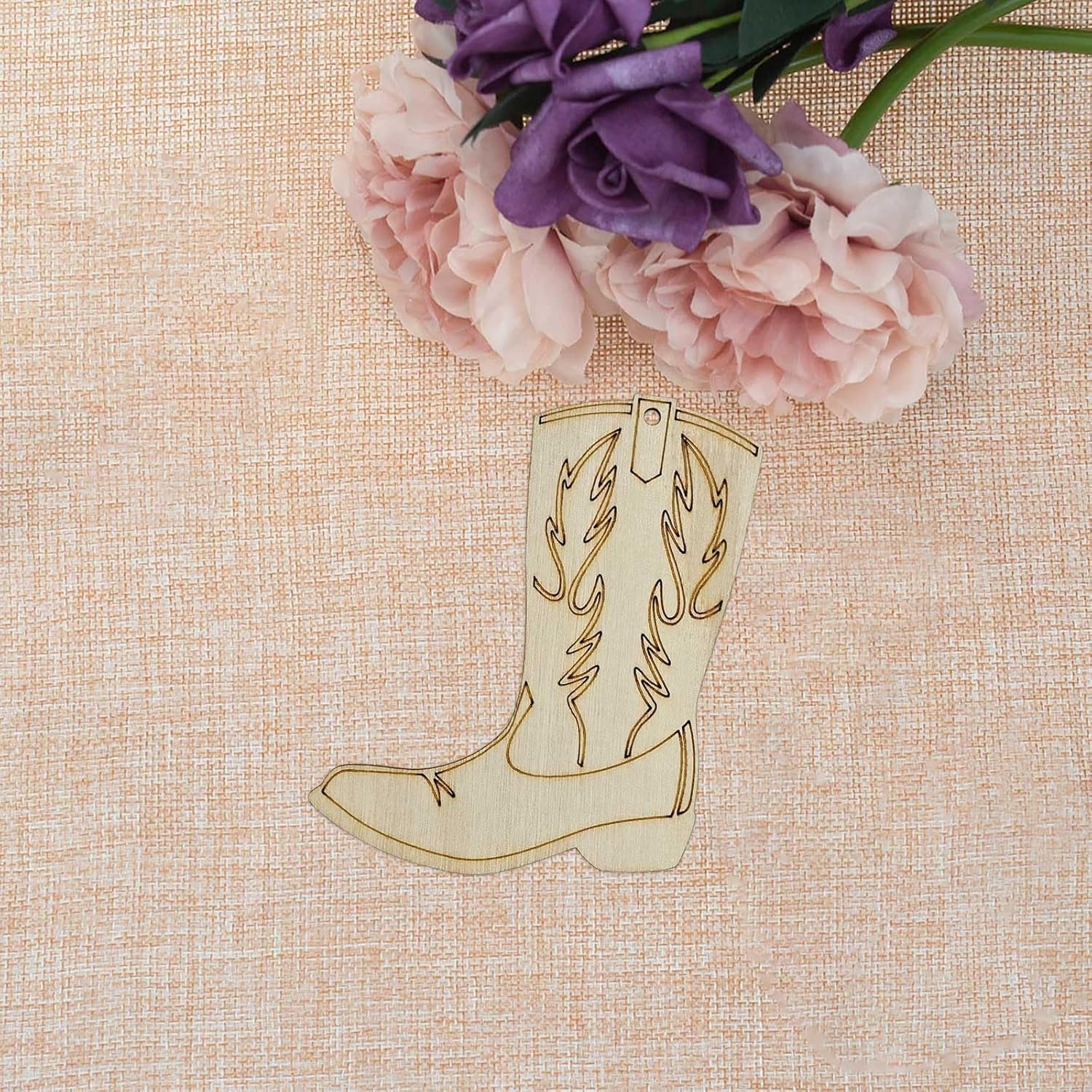20pcs Wood Cowboy Boots DIY Cutouts Hanging Ornaments with Jute Twine