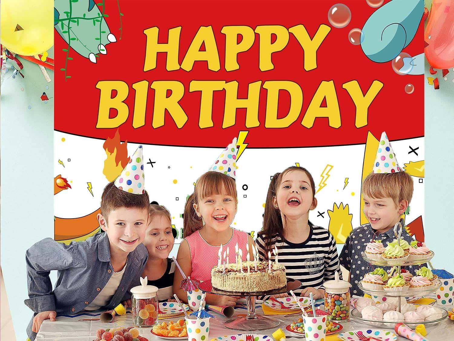 59x36ft Cartoon Birthday Backdrop for Kids Party Decor