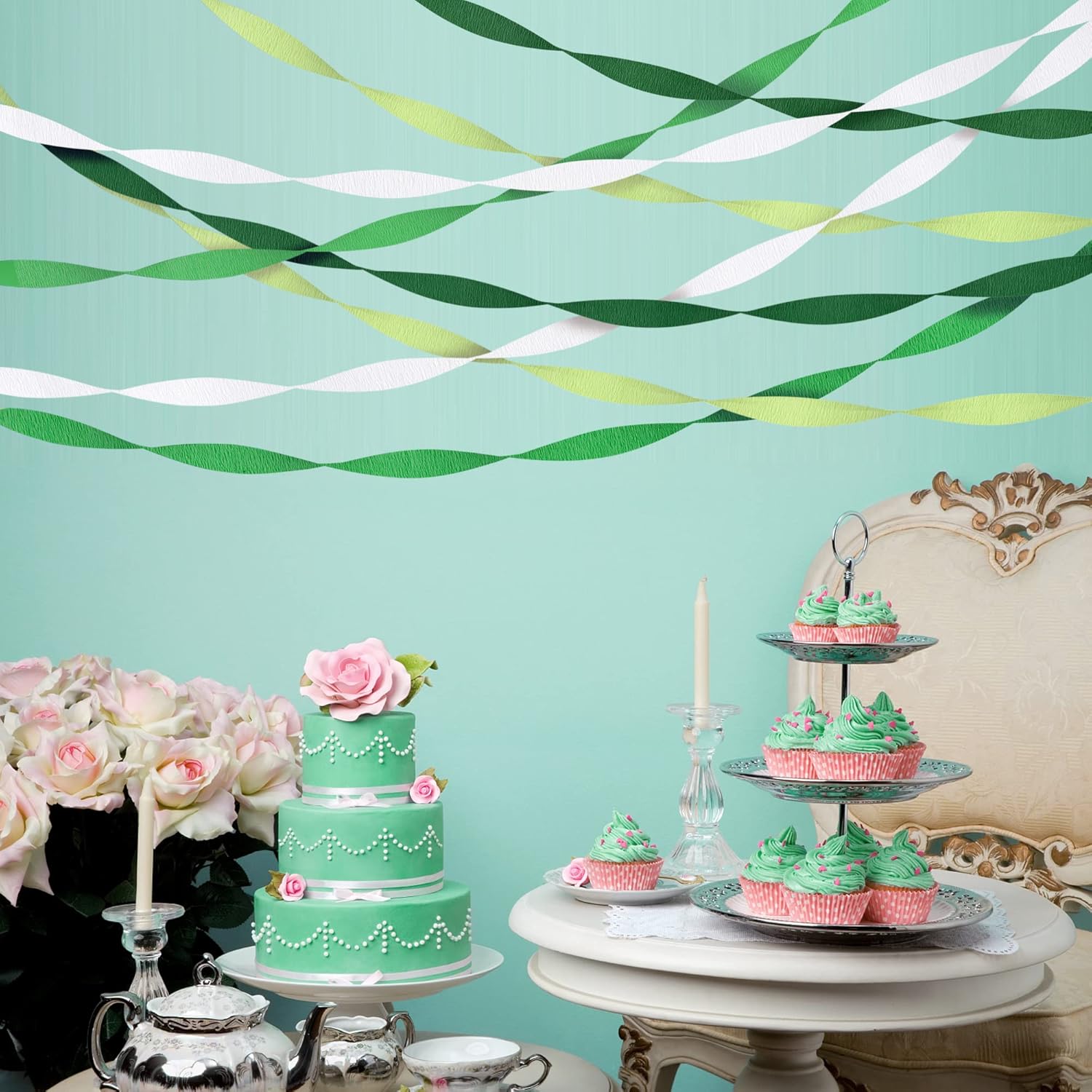 Green Streamers 8 Rolls 656ft Crepe Paper Decorations
