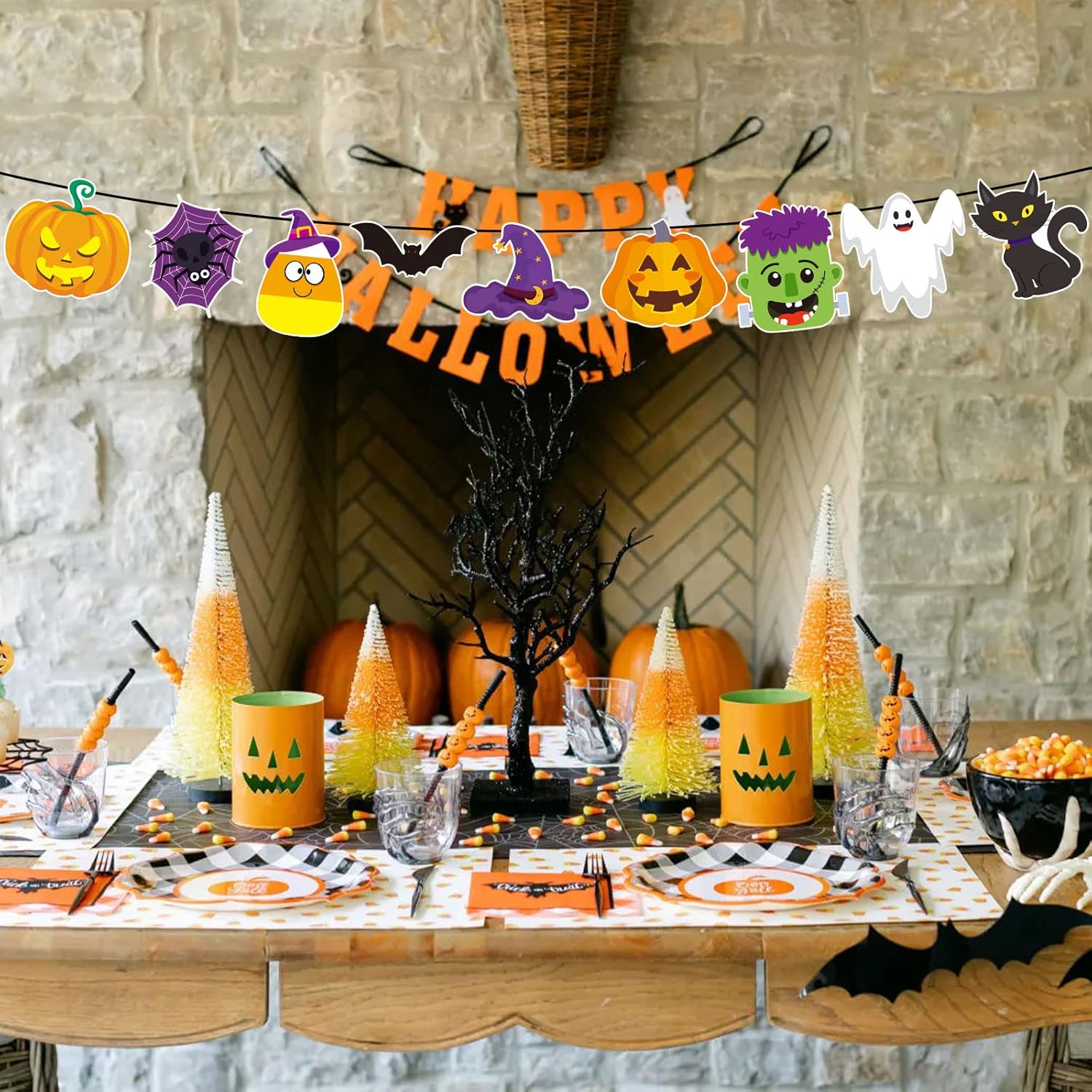 45 Halloween Cutouts with Glue Dots for Decor