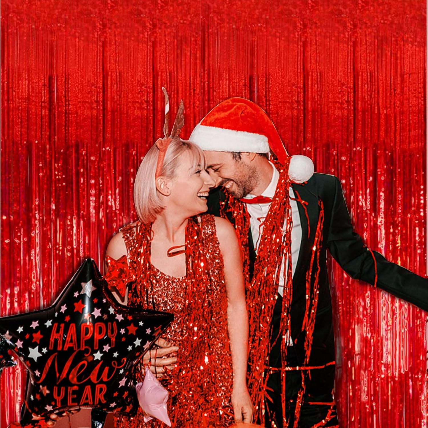 2 Pack Red Foil Streamers Party Backdrop Decor