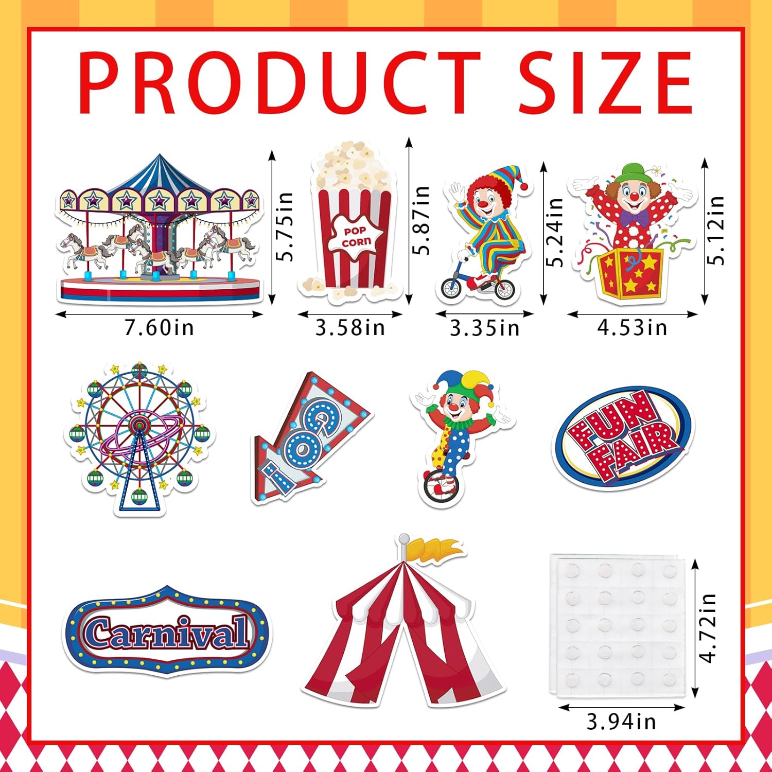 40PCS Carnival Circus Cutouts for Party Decorations