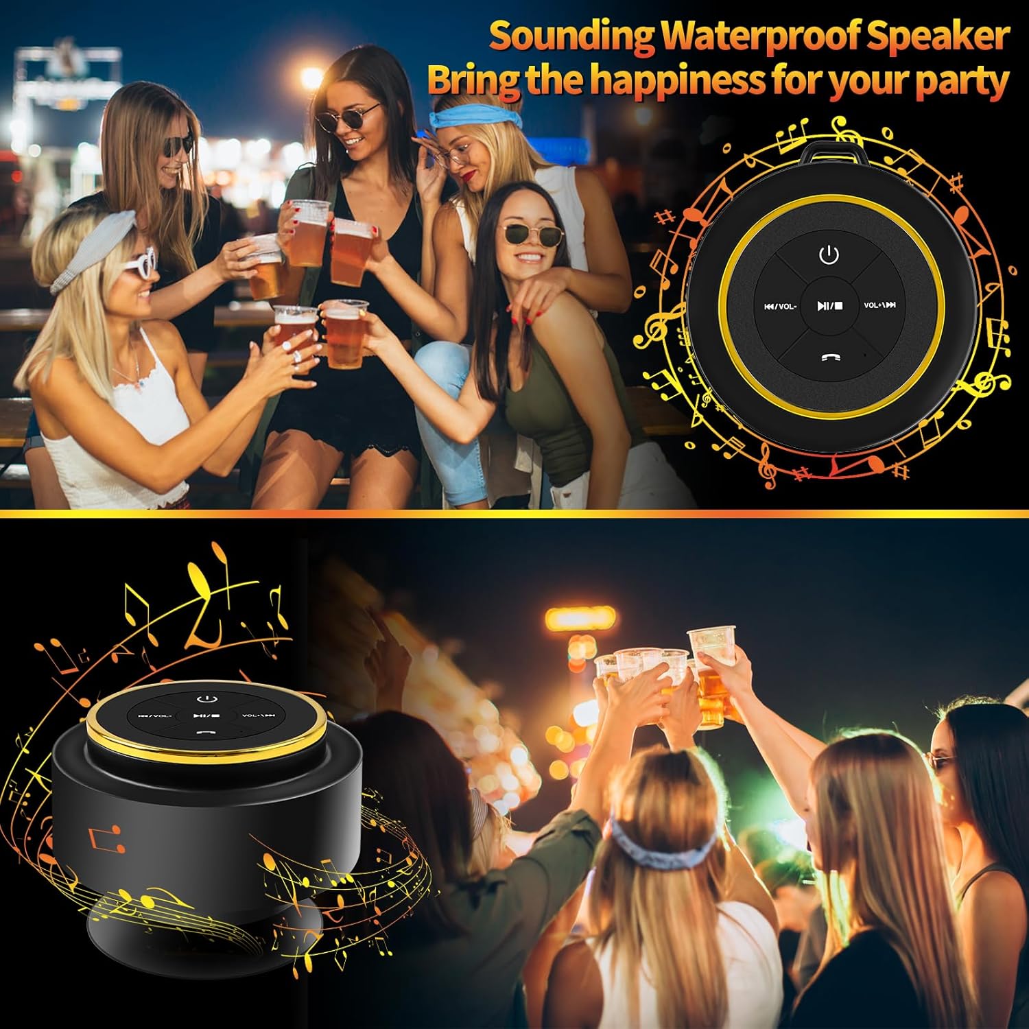 Bluetooth Shower Speaker with Carabiner IP67 Waterproof