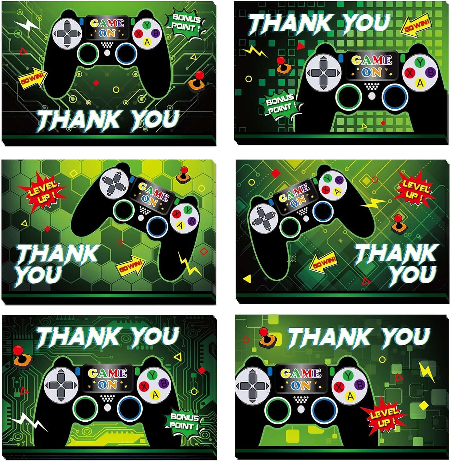 WERNNSAI Video Game Thank You Cards 24PCS Gamer Decorations