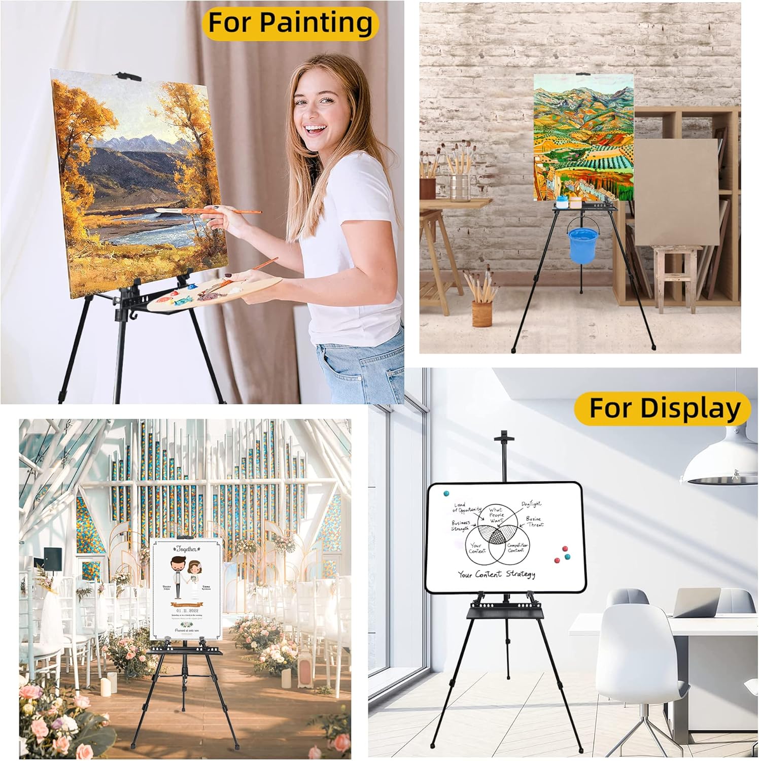PUJIANG Adjustable Height Easel Stand for Painting and Art
