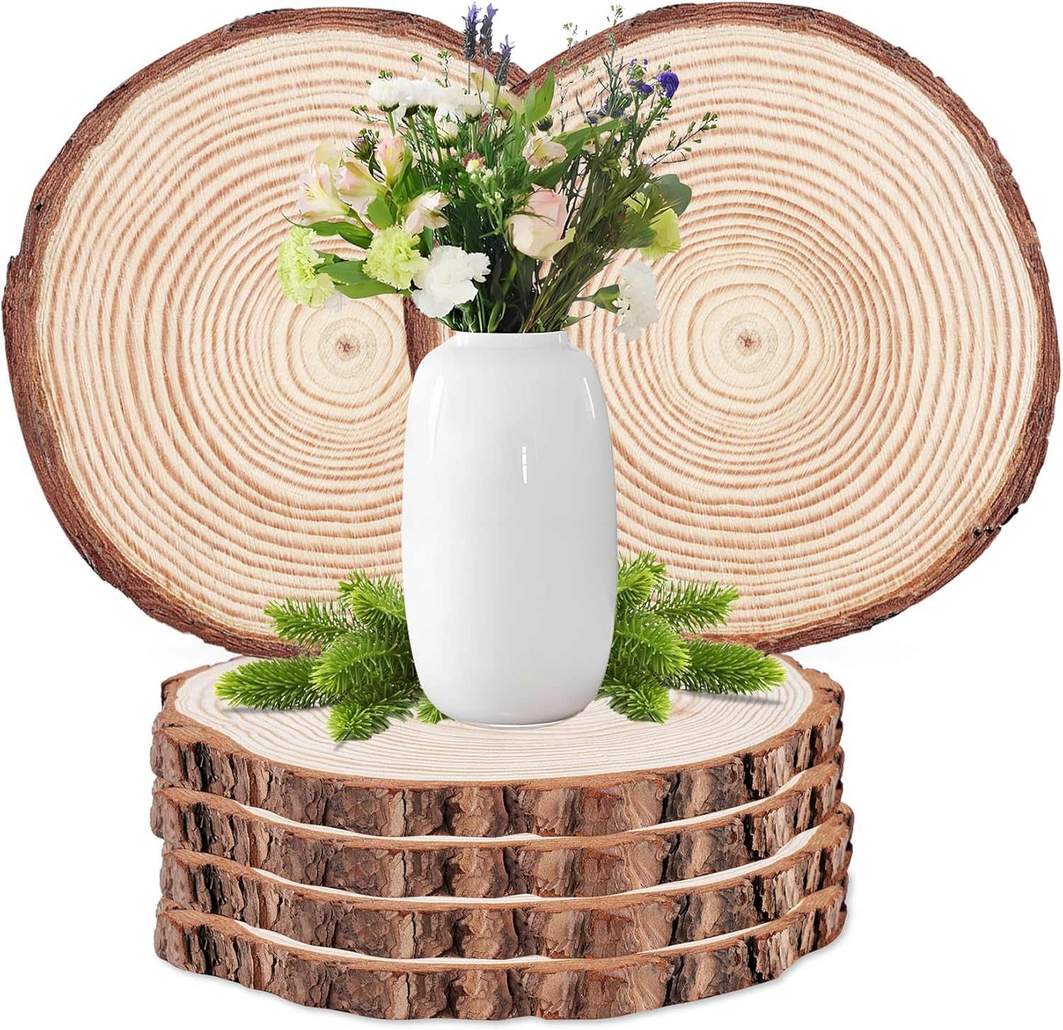 65-8 Inch Natural Wood Slices 6 Pcs for Centerpieces and Crafts