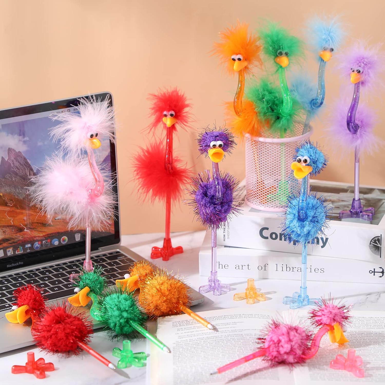 Tinlade 24 Pcs Flamingo Ostrich Novelty Pens