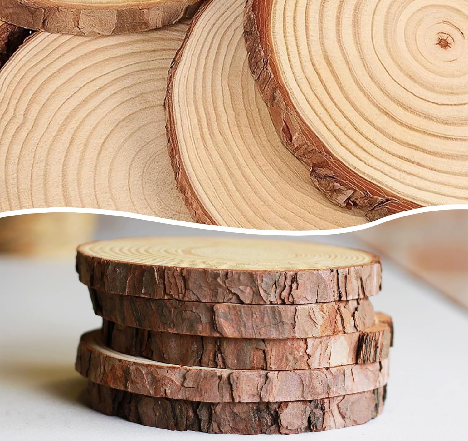 65-8 Inch Natural Wood Slices 6 Pcs for Centerpieces and Crafts