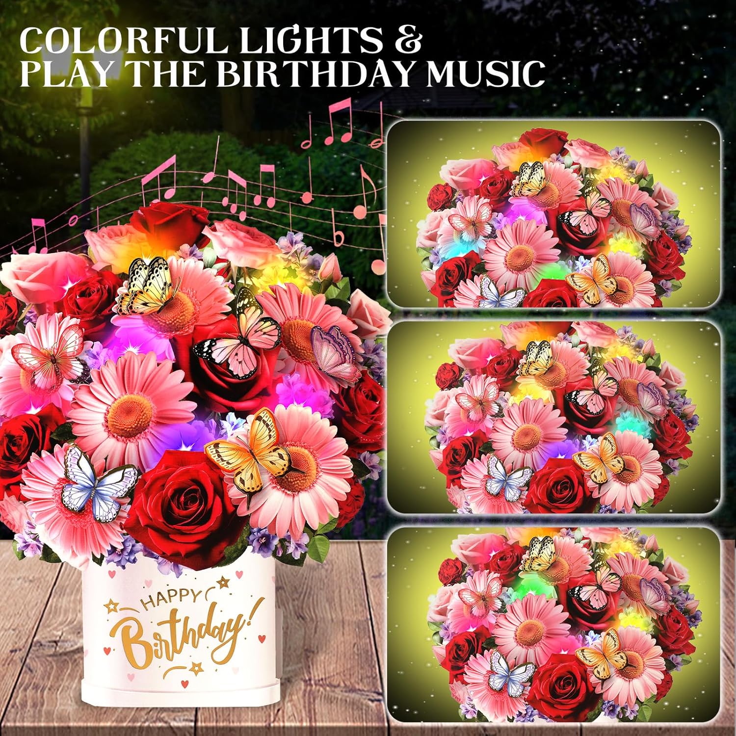 Exquisite Pop Up Birthday Card with Music and Lights