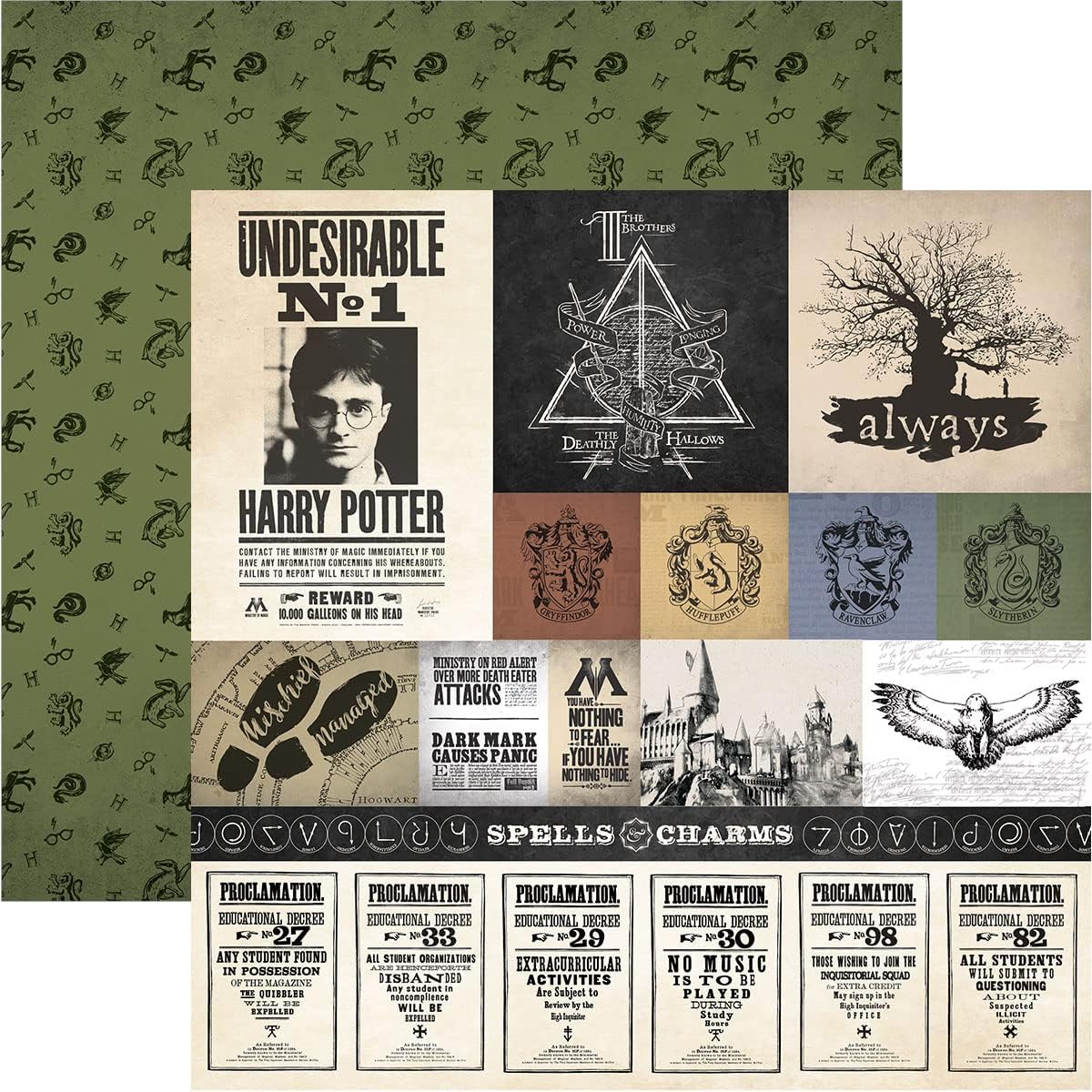 Harry Potter Decorative Double Sided Paper Pack - 14 Sheets