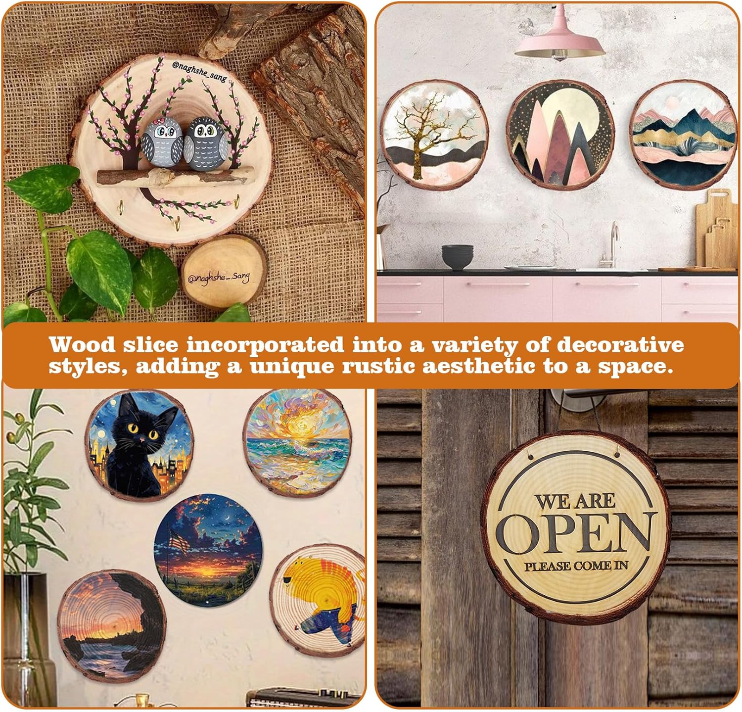 65-8 Inch Natural Wood Slices 6 Pcs for Centerpieces and Crafts