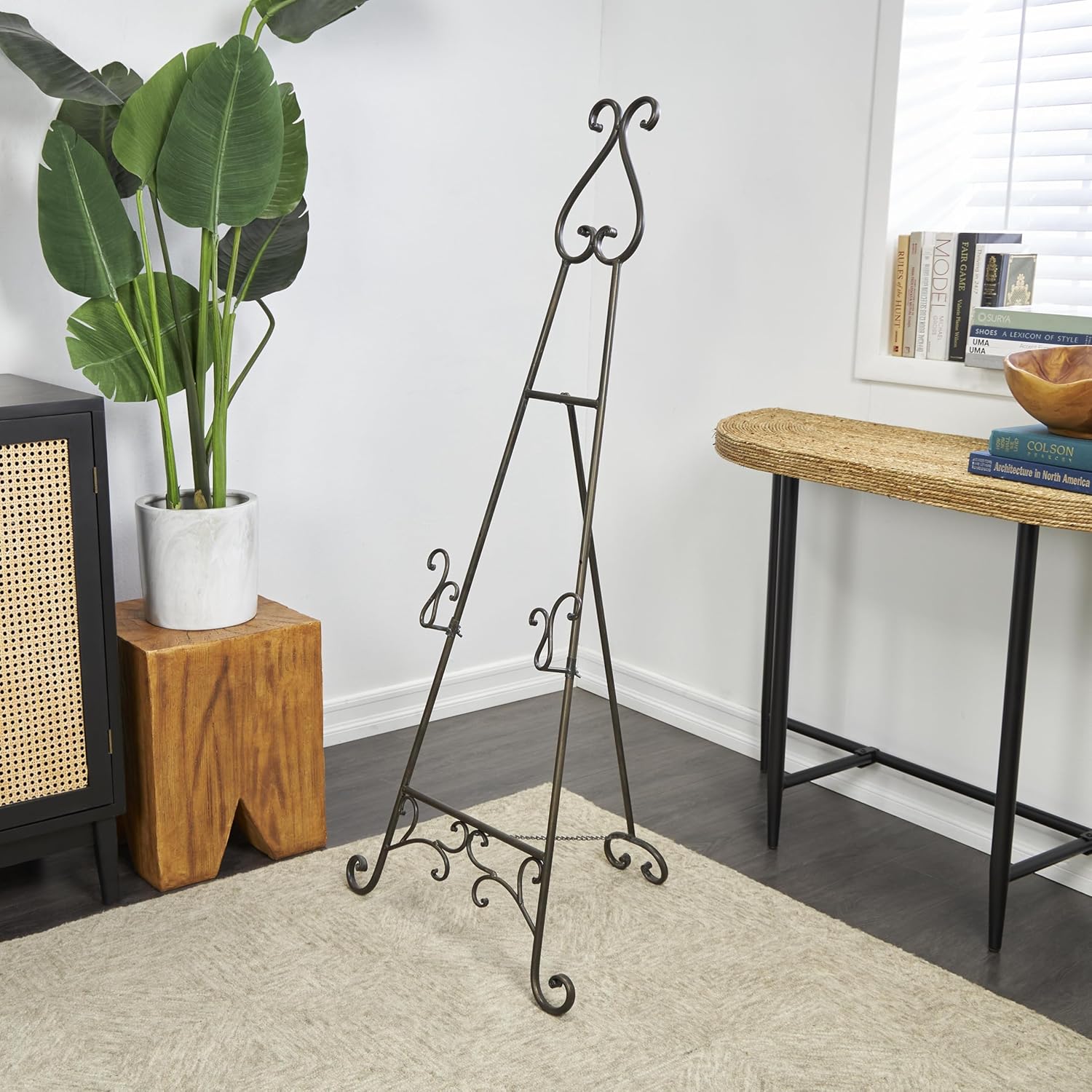 Deco 79 Adjustable 2 Tier Floor Standing Easel with Chain Support