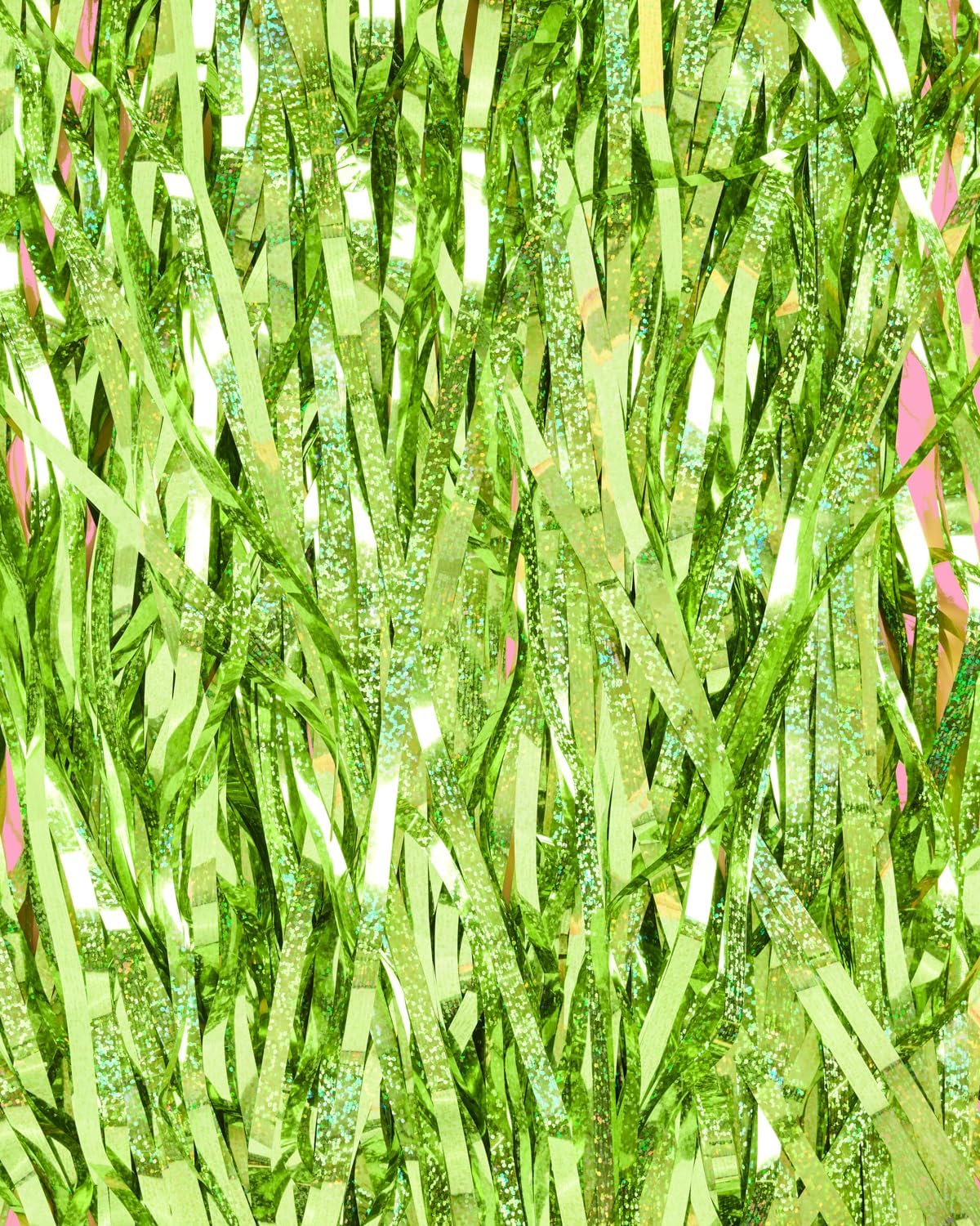 XO Fetti Lime Green Foil Curtain Set of 2