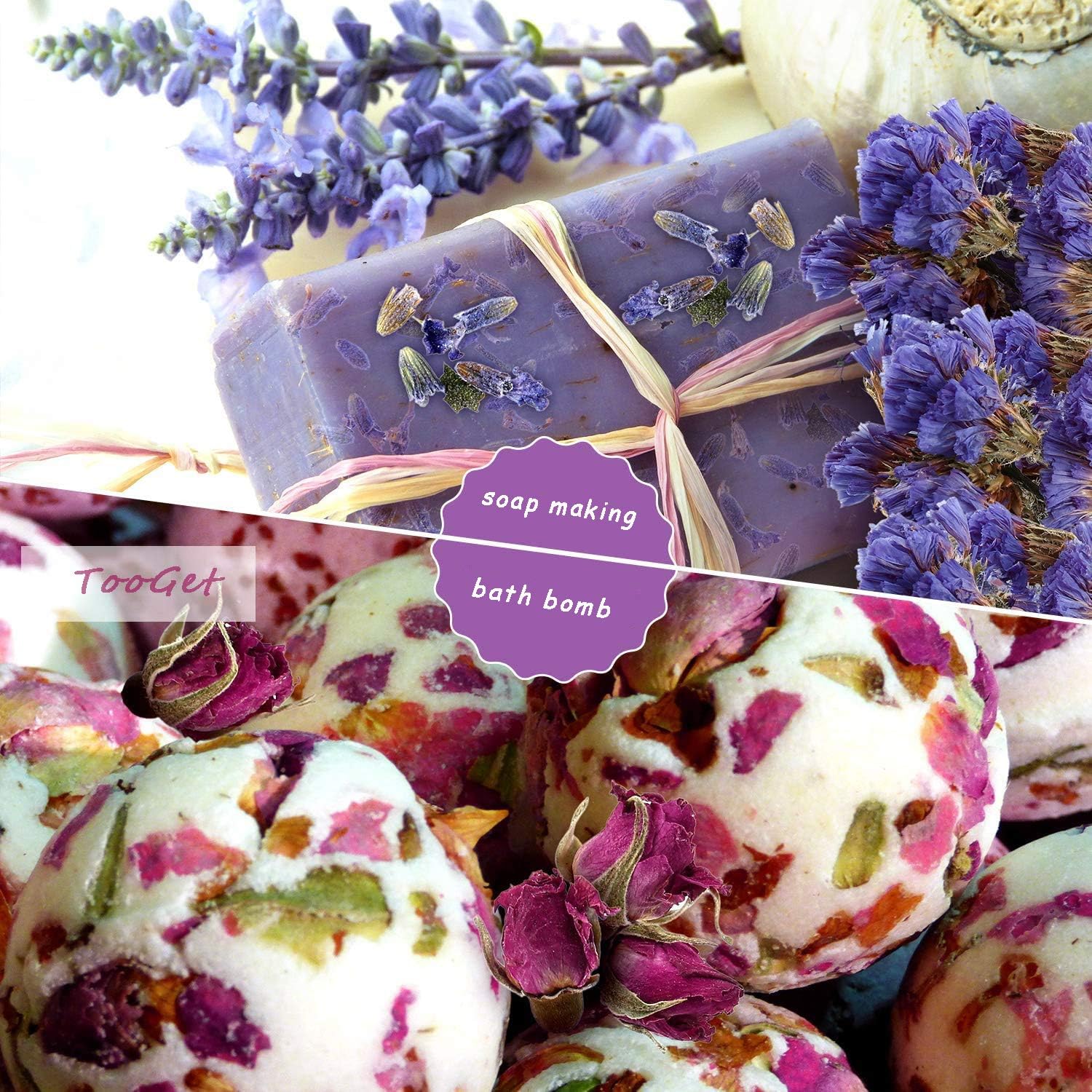 TooGet 12 Bag Dried Flowers and Herbs Set for Crafts and Soaps