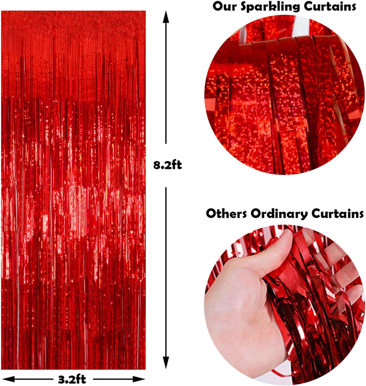 Foil Fringe Curtains 3 Pack Red Streamers Party Decor