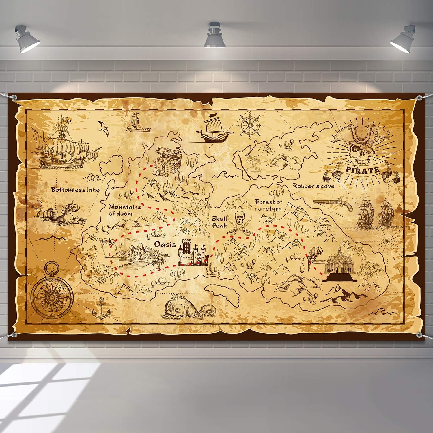 Blulu Halloween Pirate Treasure Map Backdrop