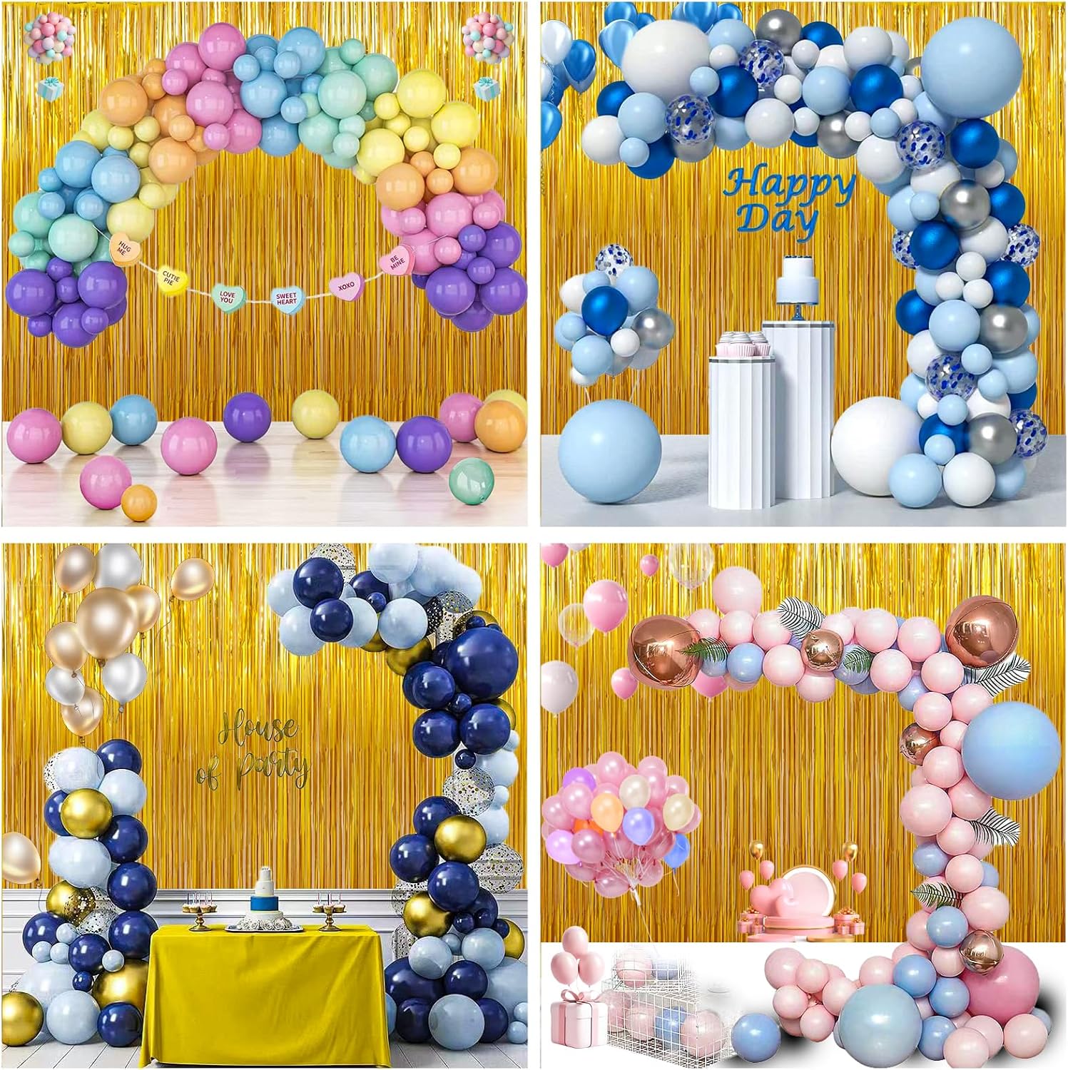 Birthday Party Decorations 3 Pack Gold Foil Fringe Curtains